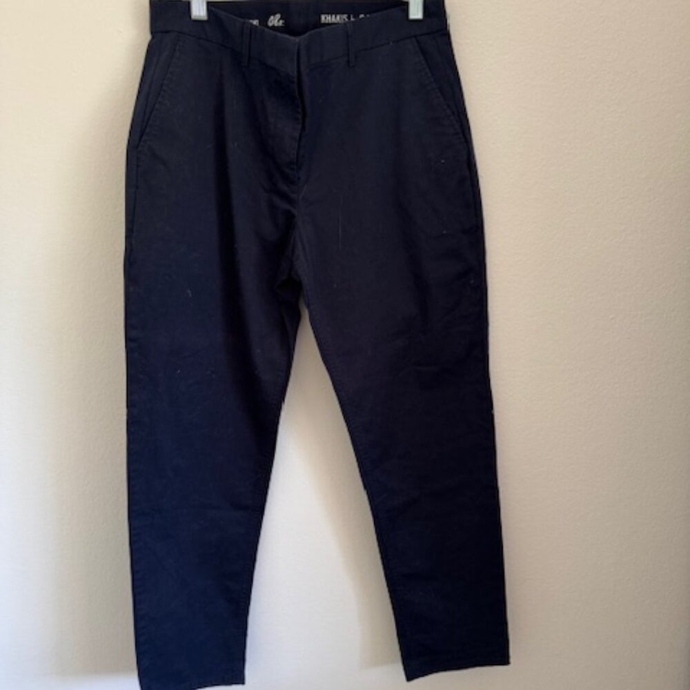 Khakis by Gap Womens Broken In Straight Leg Linen Pants Size 8R Navy